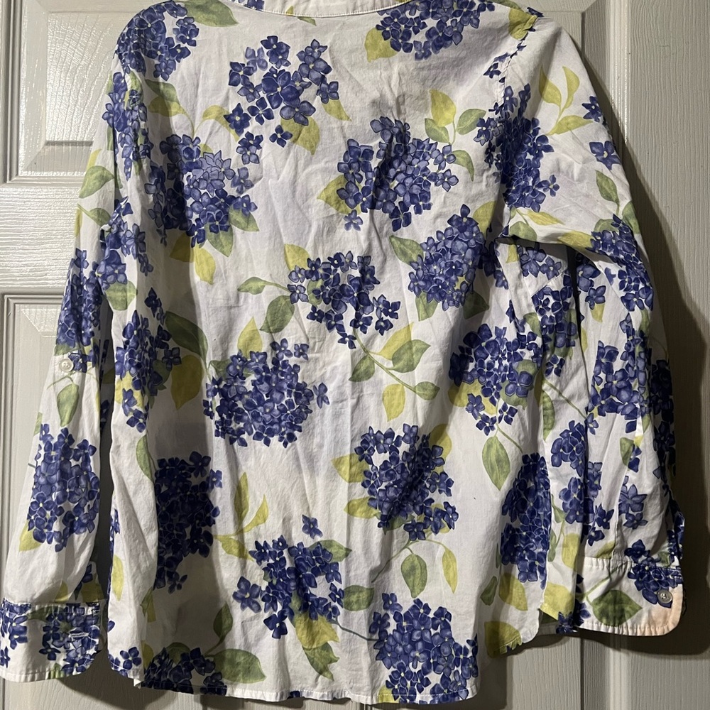 Grace Floral Button-Up Top - Blue and Green - Picture 2 of 2